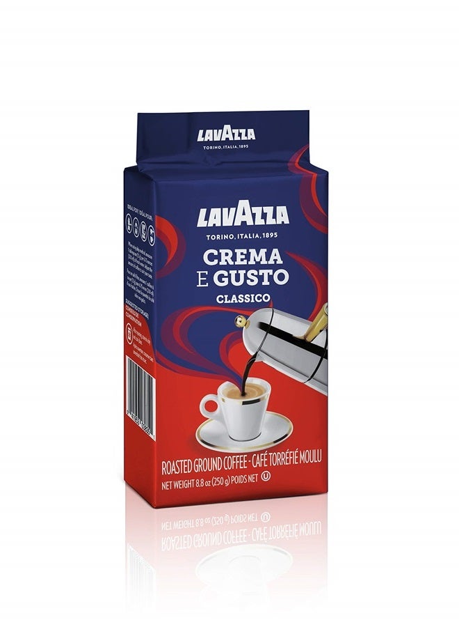 Lavazza قهوة مطحونة من LavAzza متوسطة التحميص Crema e Gusto، 8.80 أونصة (عبوة من 8 قطع) - Image 4