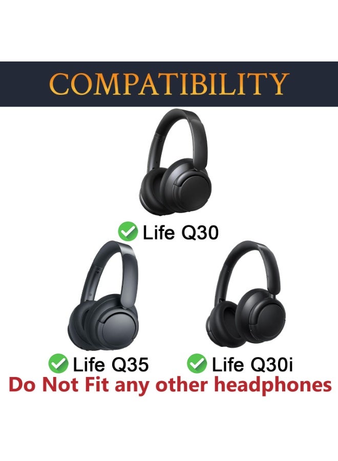 KISSUN Cooling Gel Earpads Replacement for Anker Soundcore Life Q30/Q35 Headphones, Ear Pads Cushions with Ice Silk Fabric, High-Density Noise Isolation Foam - Black - Image 2