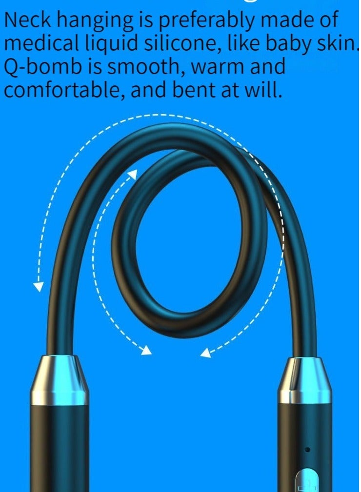 New neck hanging sports headphones magnetic three-dimensional running neck hanging in-ear comfortable music Bluetooth headphones cool black - Image 2