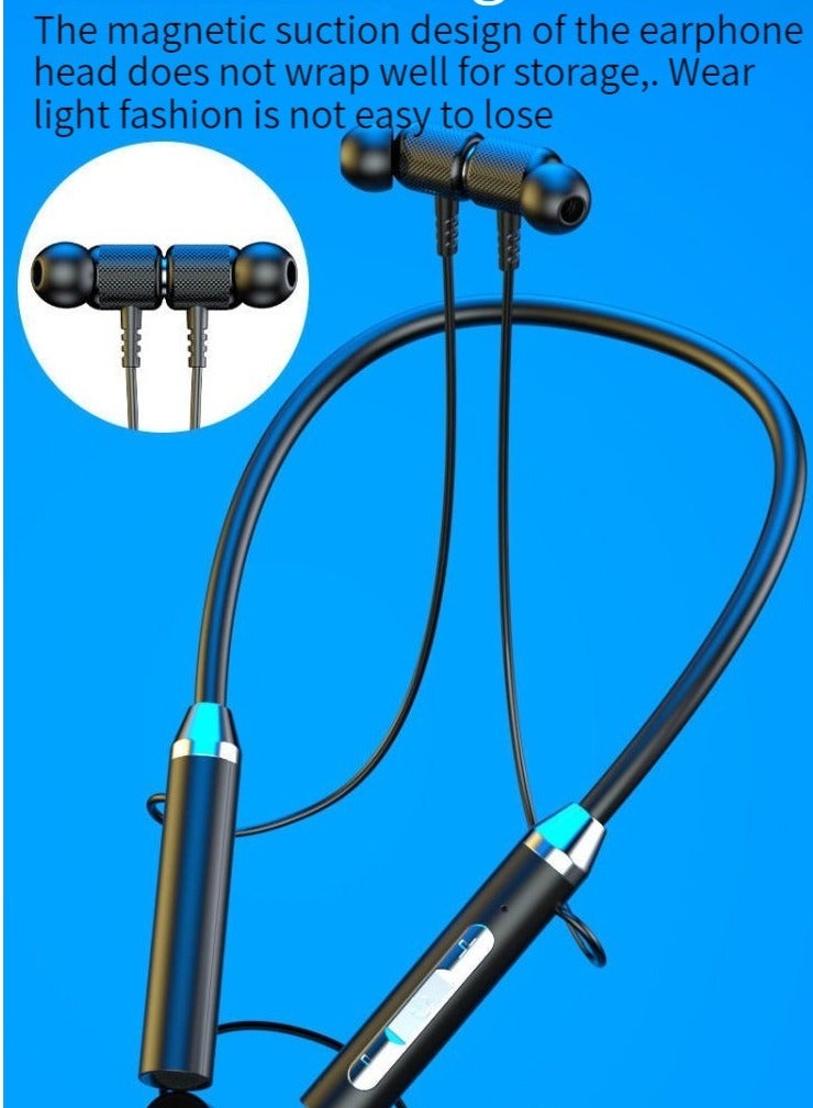 New neck hanging sports headphones magnetic three-dimensional running neck hanging in-ear comfortable music Bluetooth headphones cool black - Image 3