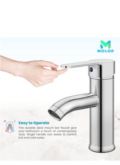 YOMYM YOMYM Wash Basin Mixer Faucet,Bathroom Basin Faucet,Water Mixer Kitchen Hot and Cold Water, Single Tap for Sink, Bathroom Sink Faucets with Included Hoses (Silver)  - Image 4