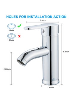 YOMYM YOMYM Wash Basin Mixer Faucet,Bathroom Basin Faucet,Water Mixer Kitchen Hot and Cold Water, Single Tap for Sink, Bathroom Sink Faucets with Included Hoses (Silver)  - Image 3