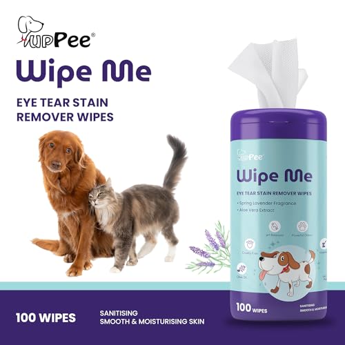 PupPee 100 Count Pet Wipes for Cleaning Eye Tear Stain | Anti-Bacterial Pet Wipes for Dogs & Cats | 100% Biodegradable | Cleansing, Deodorising & Grooming Wipes | Vitamin E & Olive Oil - Image 3