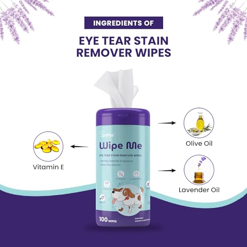 PupPee 100 Count Pet Wipes for Cleaning Eye Tear Stain | Anti-Bacterial Pet Wipes for Dogs & Cats | 100% Biodegradable | Cleansing, Deodorising & Grooming Wipes | Vitamin E & Olive Oil - Image 2