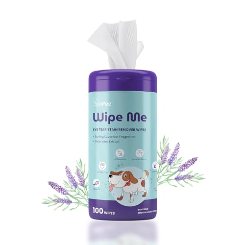 PupPee 100 Count Pet Wipes for Cleaning Eye Tear Stain | Anti-Bacterial Pet Wipes for Dogs & Cats | 100% Biodegradable | Cleansing, Deodorising & Grooming Wipes | Vitamin E & Olive Oil - Image 1
