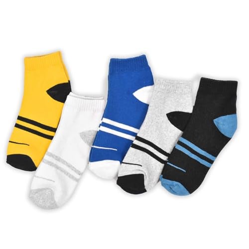 FOOTPRINTS Kids Unisex Organic Cotton & Bamboo Sports Ankle Length Socks | Multicolor | Pack Of 5 (5-8 Years) - Image 1