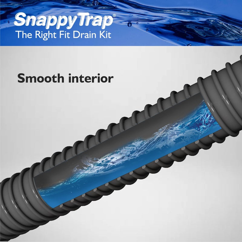 Coflex Snappy Trap Universal Flexible P Trap Bathroom Sink Drain Pipe Plumbing Kit for Home Improvement, No Leaks, Easy No Tool Installation, 9-13 Inch Flex Hose & 16 Inch Product Length (DK-105 Silver) - Image 3