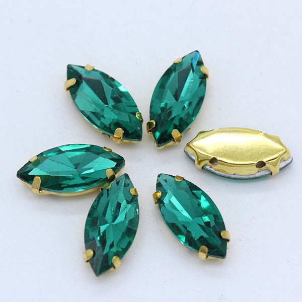 Wholesale horse eye crystal glass claw drill multi-specification hand-stitched claw drill DIY clothing wedding dress bag shoes accessories Hole green 