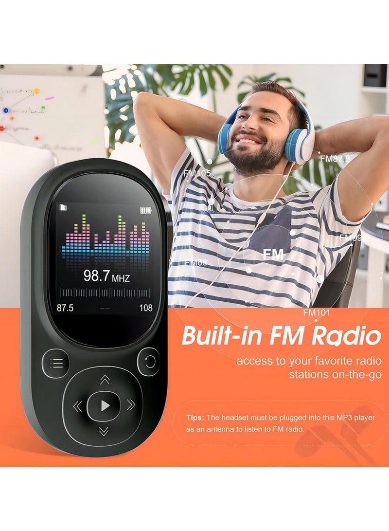 OasisLink MP3 player with a 1.5-inch screen, HiFi sound quality, and long battery life. Portable MP3 player with clip/pedometer for sports and running. Includes earphones (64GB). - Image 2