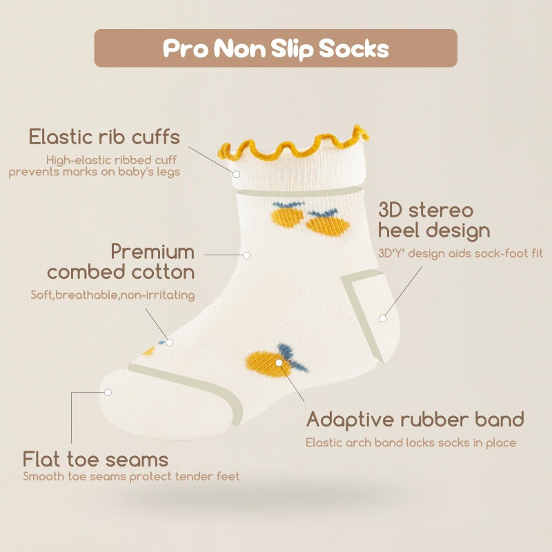 Aroveea Non Slip Grip Ankle Baby Socks 12 Pack for Toddler Boys and Girls Kids,Infant Cute Cotton Baby Socks - Image 5