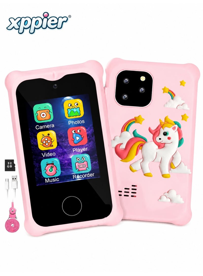 xppier Kids Smart Phone mobile with 32GB Inserted SIM Card, Mini Phone for Kids with Camera, Games, Educational Toy for Girls boys, Small Phones for Kids, Gift for Birthday or Learning - Image 1