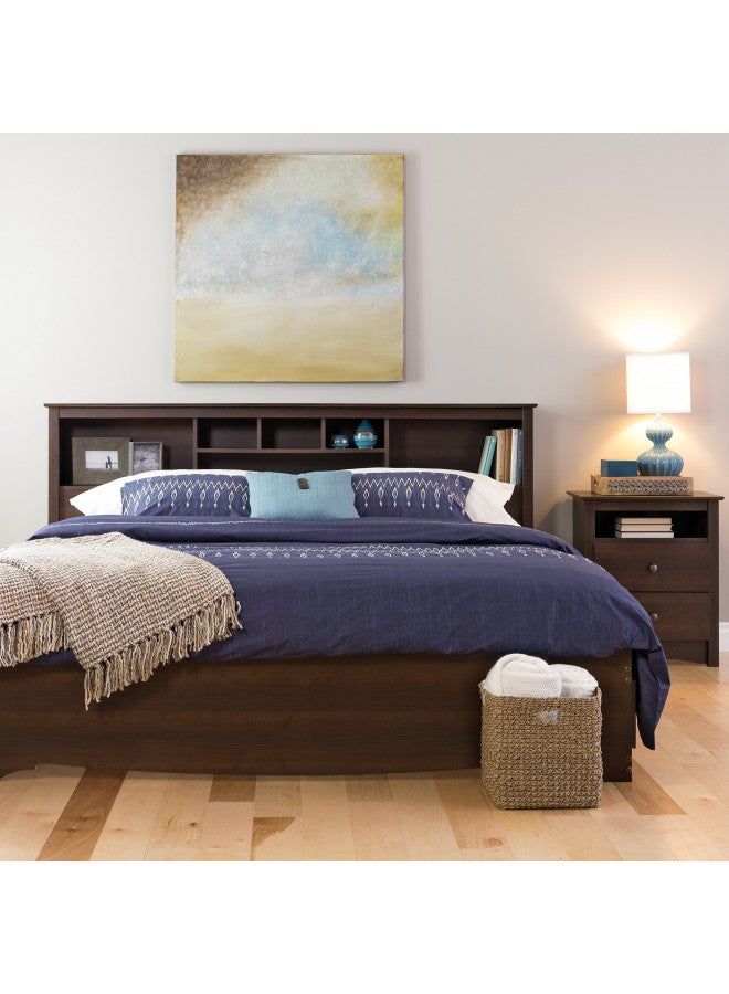 Prepac Prepac Fremont 2 Drawer Nightstand: Elegant Bedroom Furniture, Bedside Table with Open Shelf, 23.25"W x 16"D x 28"H, Espresso - EDC-2428  - Image 5