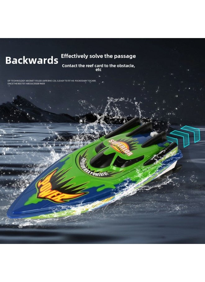 Export Remote Control Boat Speedboat Racing Boat Sailing High-speed Waterproof Electric Toy Boat C202-Colour:Green Battery Remote Control Boat  - Image 2