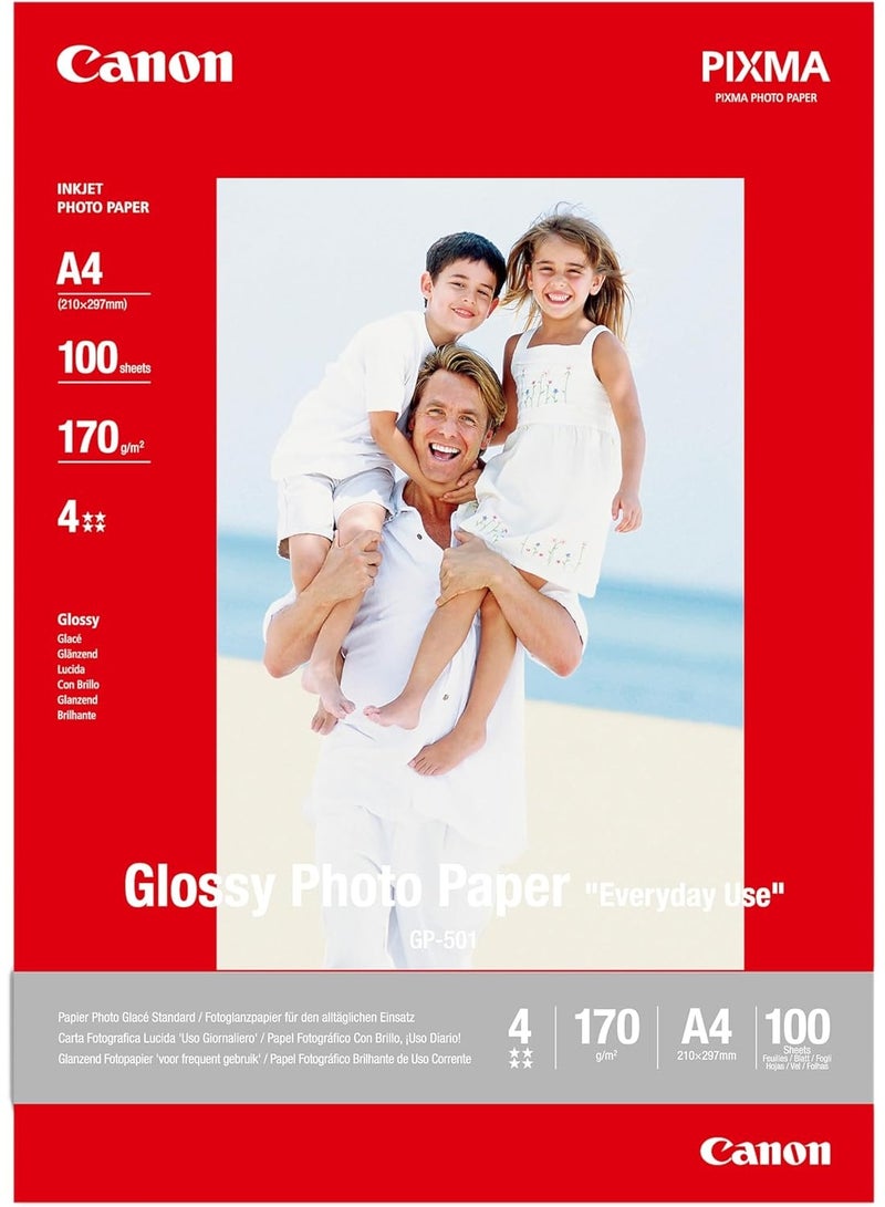 Canon GP‑501 Glossy Inkjet Photo Paper A4, 100 Sheets – High‑Quality Everyday Photo Printing - Image 1