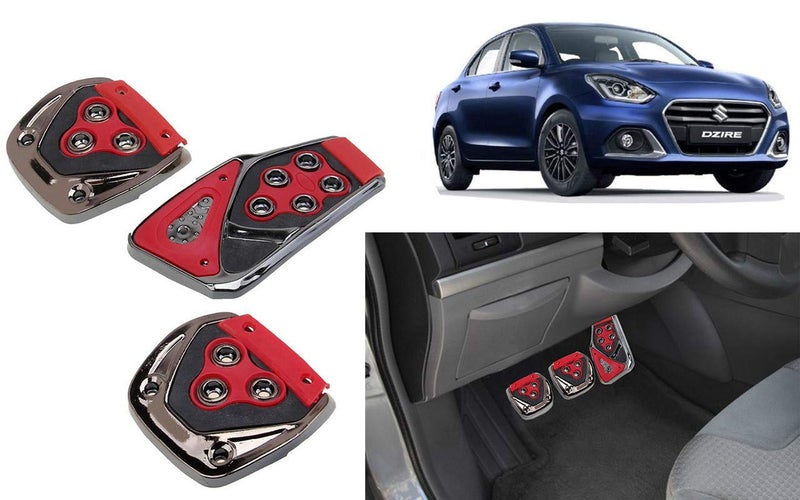 Selifaur - 3 Pcs Red Non-Slip Manual Car Pedals kit Pad Covers Set for Swift Dzire 2020 - Image 1