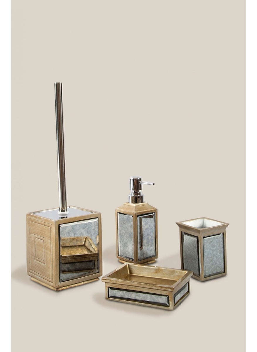 Mirror - 4 Piece Bathroom Accessory Set - Bronze - Image 1