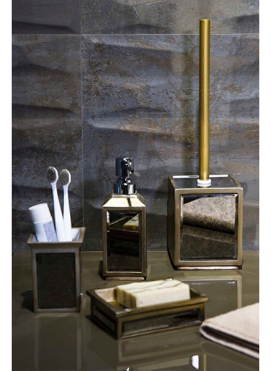 Mirror - 4 Piece Bathroom Accessory Set - Bronze - Image 1
