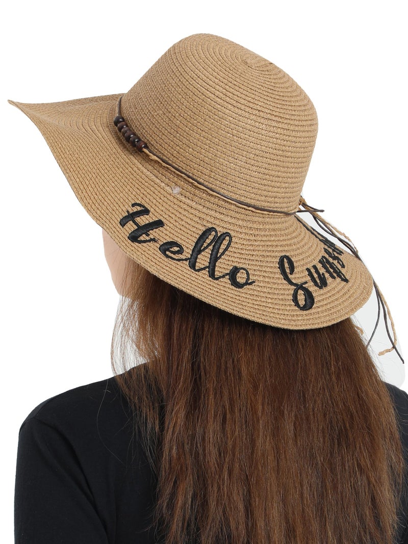 FabSeasons Women's Polyester Long Brim Beach And Sun Hat (Brown, Free Size) - Image 4