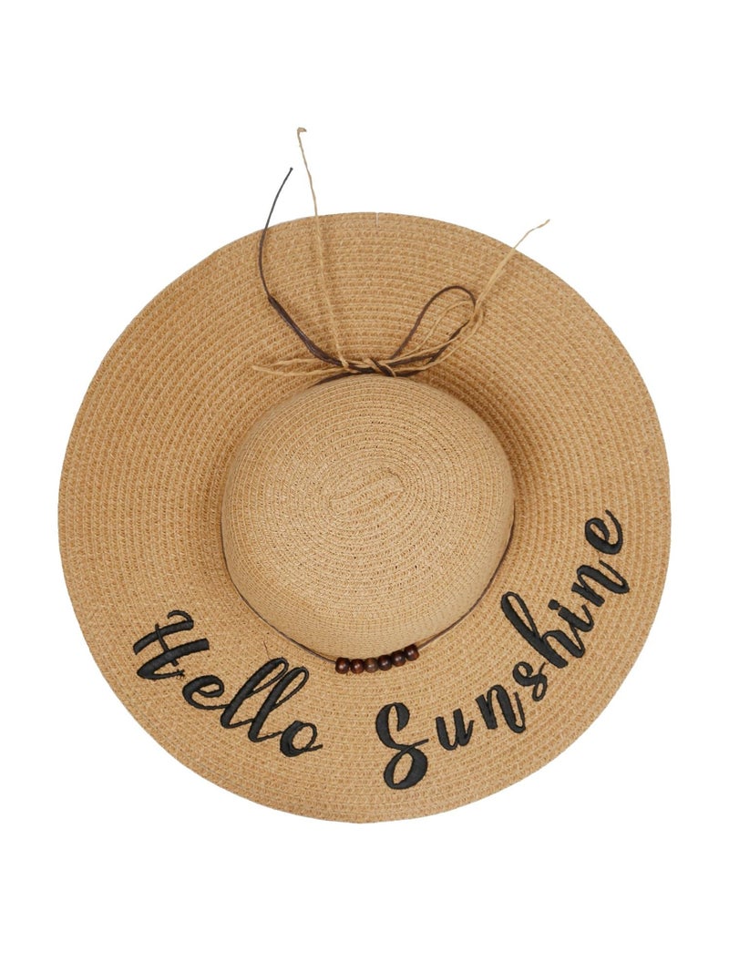 FabSeasons Women's Polyester Long Brim Beach And Sun Hat (Brown, Free Size) - Image 2