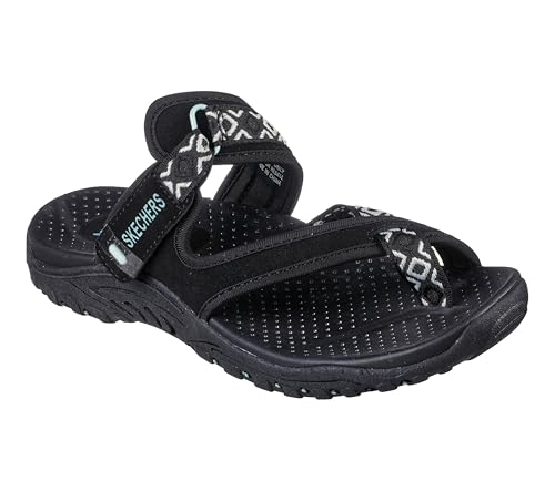 Skechers Women's Reggae Trailway Flip Flop, Black/White, 5 M US - Image 3