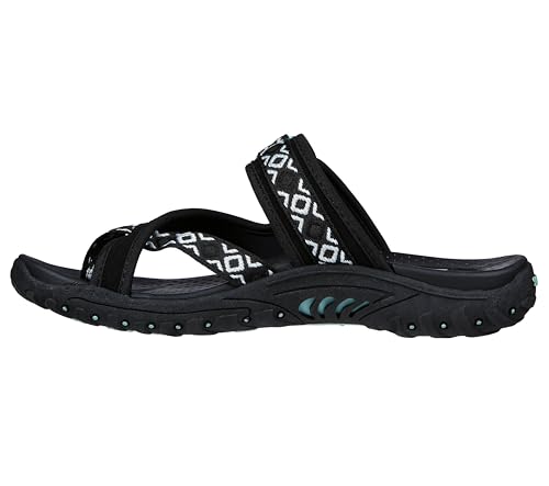Skechers Women's Reggae Trailway Flip Flop, Black/White, 5 M US - Image 2