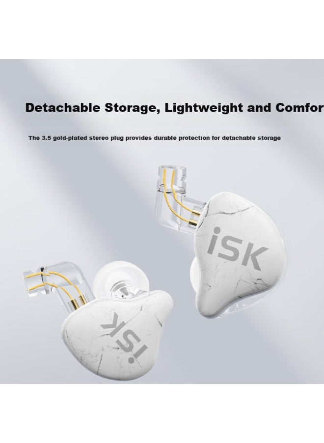 Isk Sem10 In-ear Earplugs With Powerful Bass And Clear Treble For Karaoke/gaming/music/phone/sound Card/tiktok/kuaishou Celebrity Equipment, White - Image 3