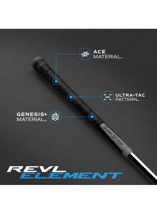 Super Stroke SuperStroke REVL Midsize Golf Club Grips, .50 Round, Element, All-weather Traction, Responsive Feel and Total Control from Every Swing, Black/Grey - Image 5