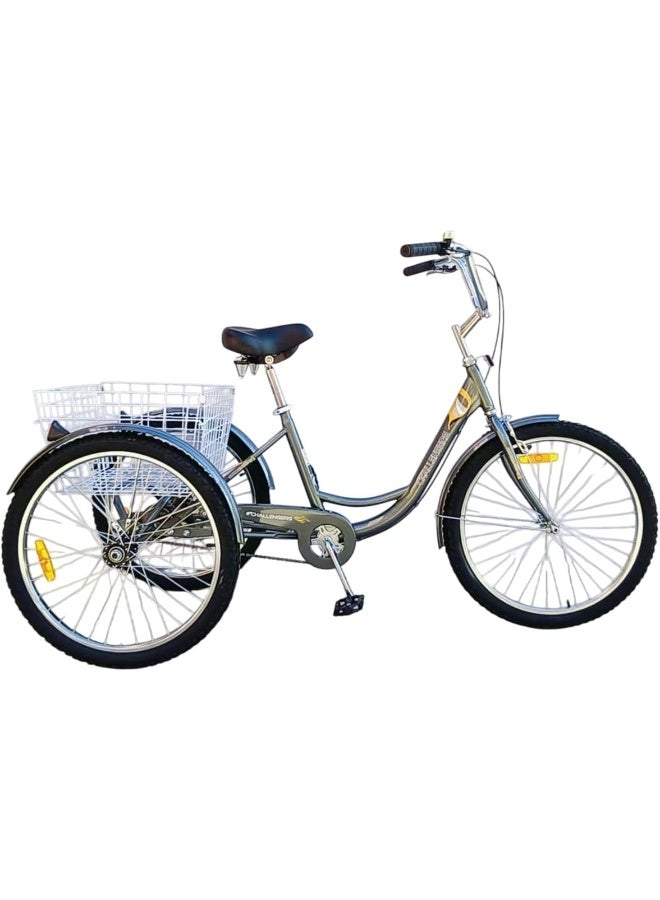 Challengers Tricycle with Rear Basket, 24-Inch Size, Embers - Image 1