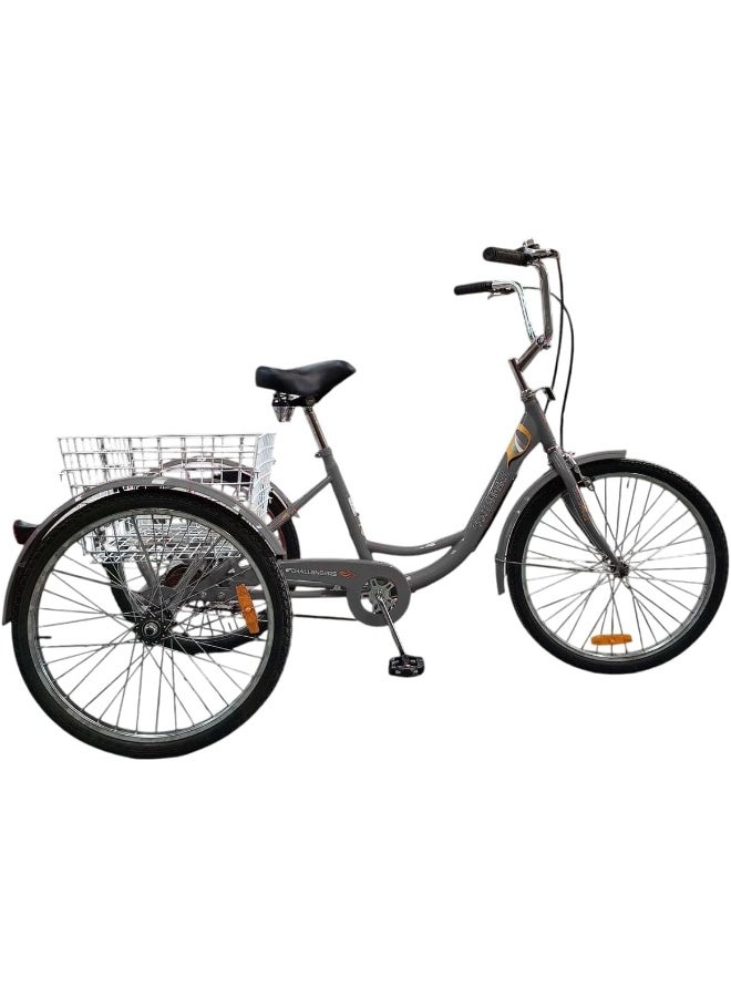 Challengers Tricycle with Rear Basket, 24-Inch Size, Embers - Image 2