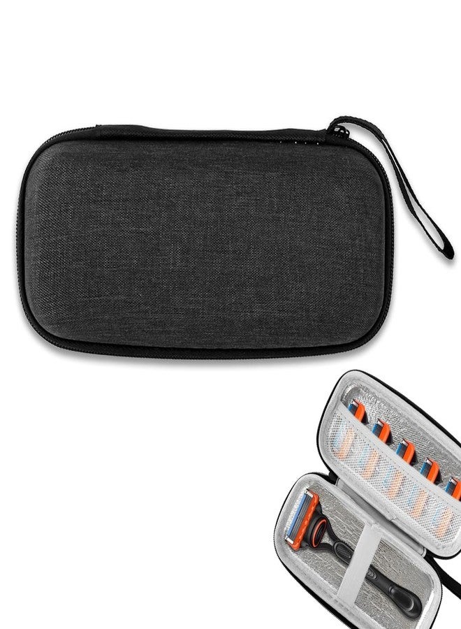 HANNEA® Men's Razor Storage Case Bag Zipper, Waterproof Liner EVA Hard Shell Travel Case Pouch for Body Hair Shaver or Razor, Protective Compact Organizer for Grooming Accessories and Travel Use - Image 1