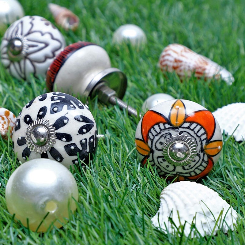 SHRIYAM CRAFT Shriyam Ceramic Vintage Colourful Pottery Drawer Handle Door Knobs Pulls for Cabinets Home Interior Decor Hardware D17 X H25 10 Multi Color - Image 4