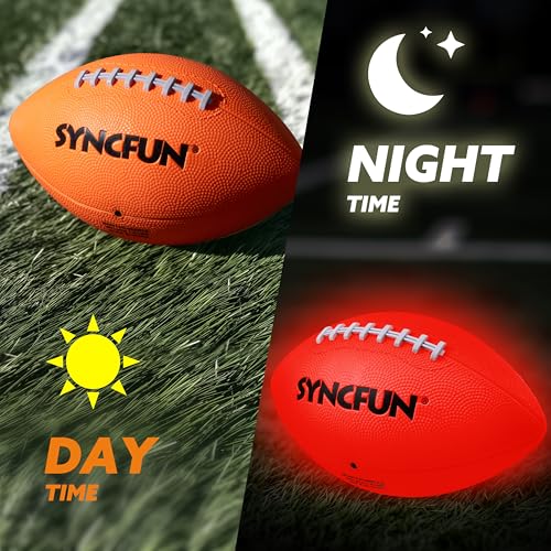 SYNCFUN Glow in The Dark Football for Boys Light Up Football for Night Outdoor Sports Games Red Glowing Ball Ball Accessories Gifts for Teen Boy Toys Ages 3 Old and Up - Image 5