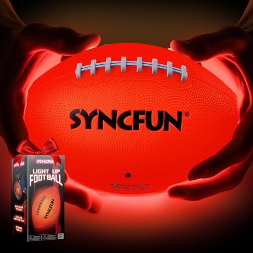 SYNCFUN Glow in The Dark Football for Boys Light Up Football for Night Outdoor Sports Games Red Glowing Ball Ball Accessories Gifts for Teen Boy Toys Ages 3 Old and Up - Image 1