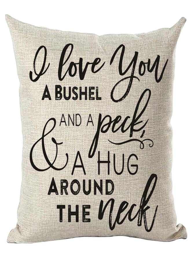 Ramirar Black Word Art Quote I Love You A Bushel & A Peck and A Hug Around The Neck Lover Decorative Throw Pillow Cover Case Home Living Room Bed Sofa Car Cotton Linen Square 18 x 18 Inches - Image 1
