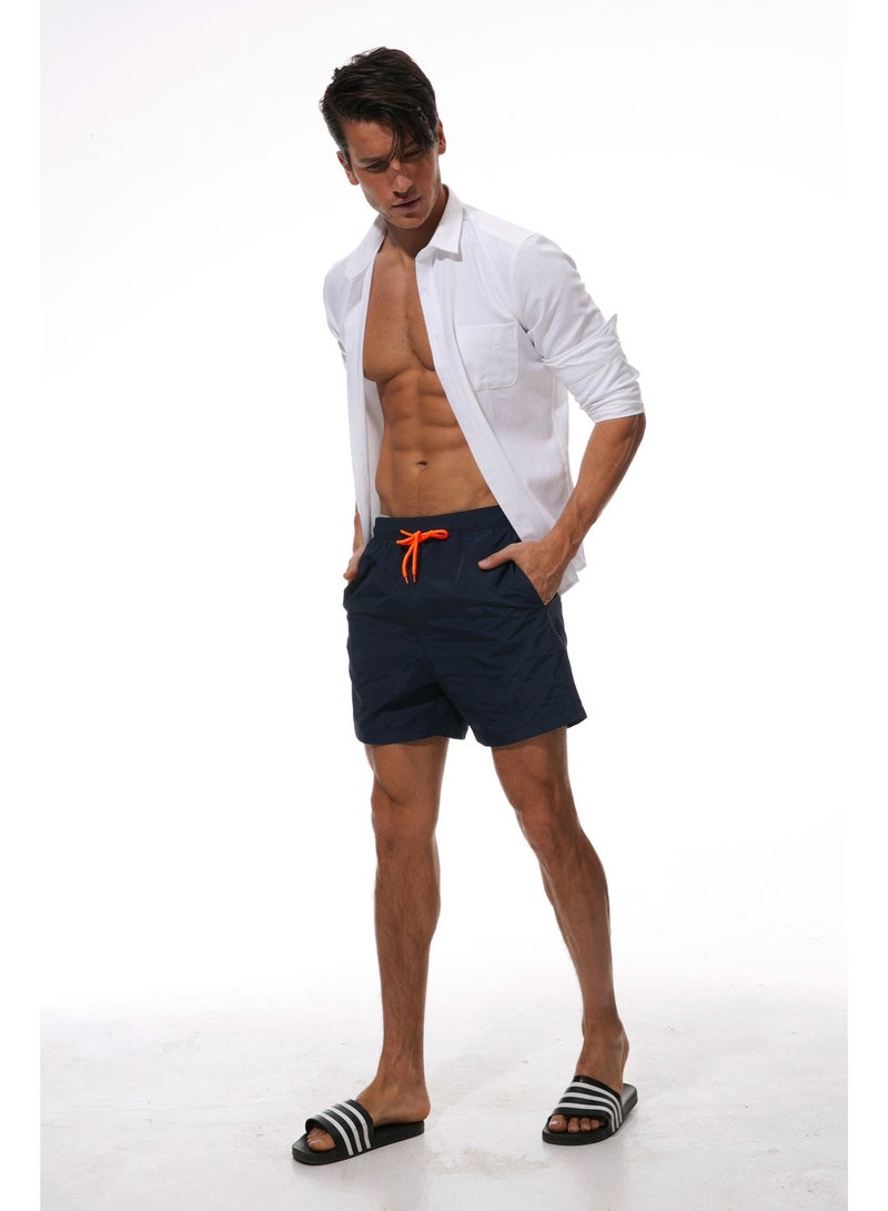 Loquat Men’s Breathable Nylon Beach Sports Swim Shorts - Navy Blue - Image 2