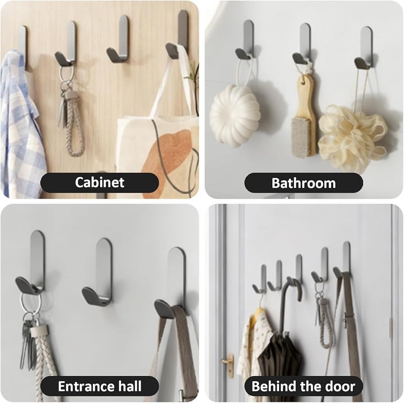 Heavy Duty J Shape Adhesive Hooks 12 Pack Black for Wall Shower Bathroom Kitchen - Image 5