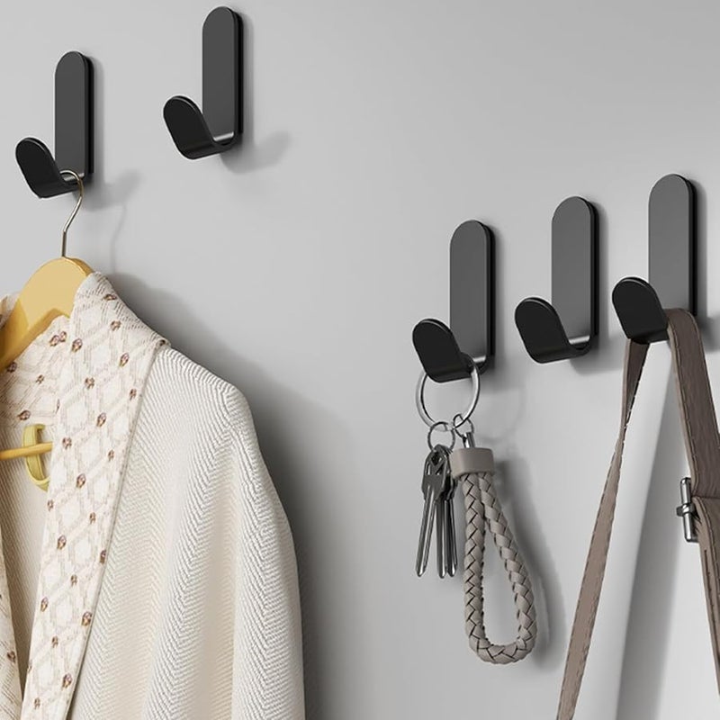 Heavy Duty J Shape Adhesive Hooks 12 Pack Black for Wall Shower Bathroom Kitchen - Image 3