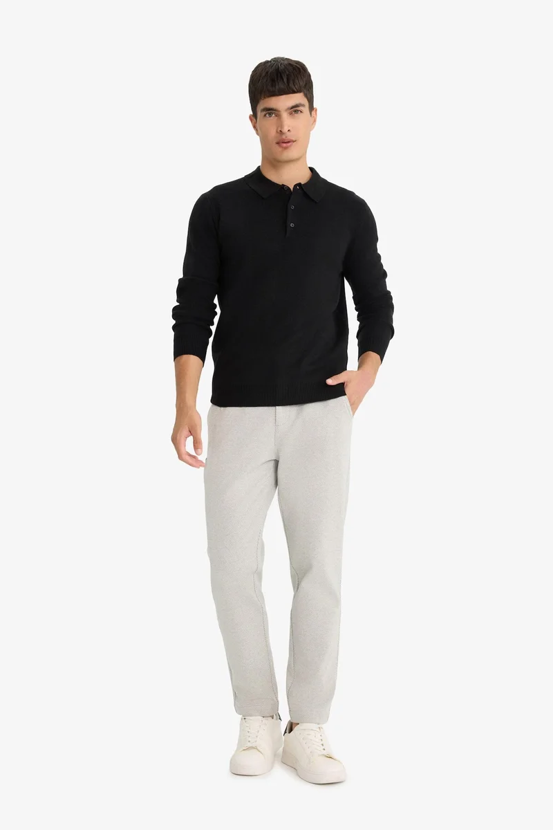 ديفاكتو Standard Fit Polo Collar Knitwear Pullover