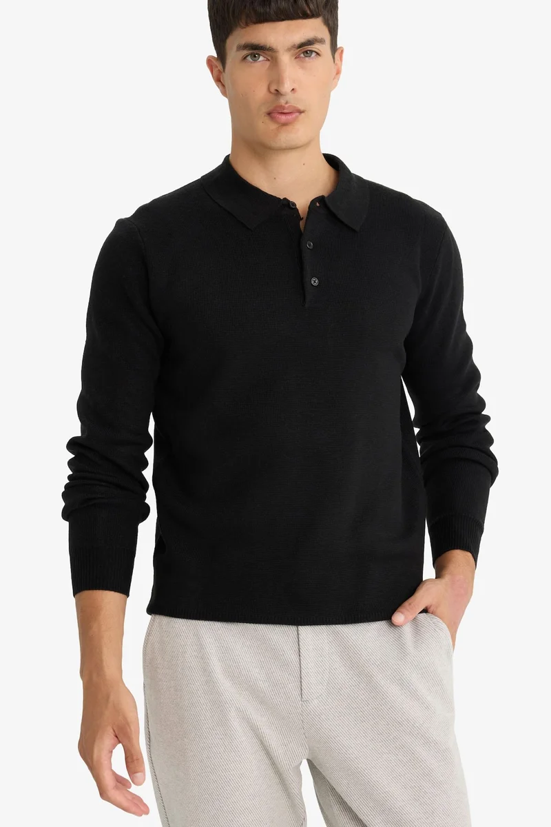 ديفاكتو Standard Fit Polo Collar Knitwear Pullover