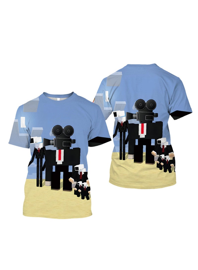 Toilet Man VS Surveillance Man 3D digital printing trendy personalized T-shirt - Image 1