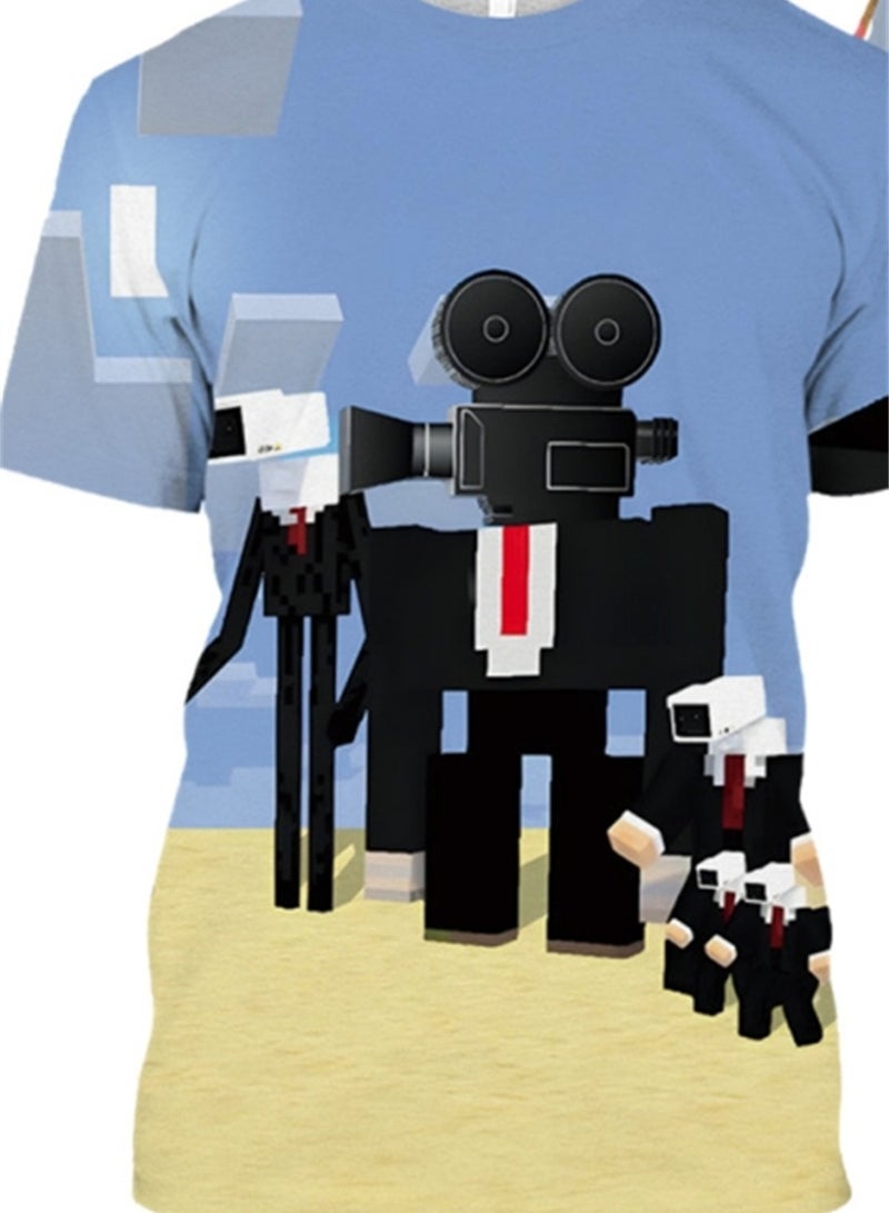 Toilet Man VS Surveillance Man 3D digital printing trendy personalized T-shirt - Image 3