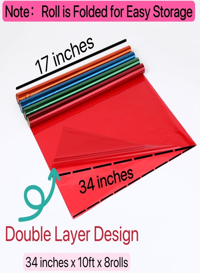 shareluck 8 Colors-34“ Wide Cellophane Wrap for Gift Baskets & DIY Craft -Colored Cello Wrap Roll Decoration-(34” x 10ft x 8Colors - Image 2