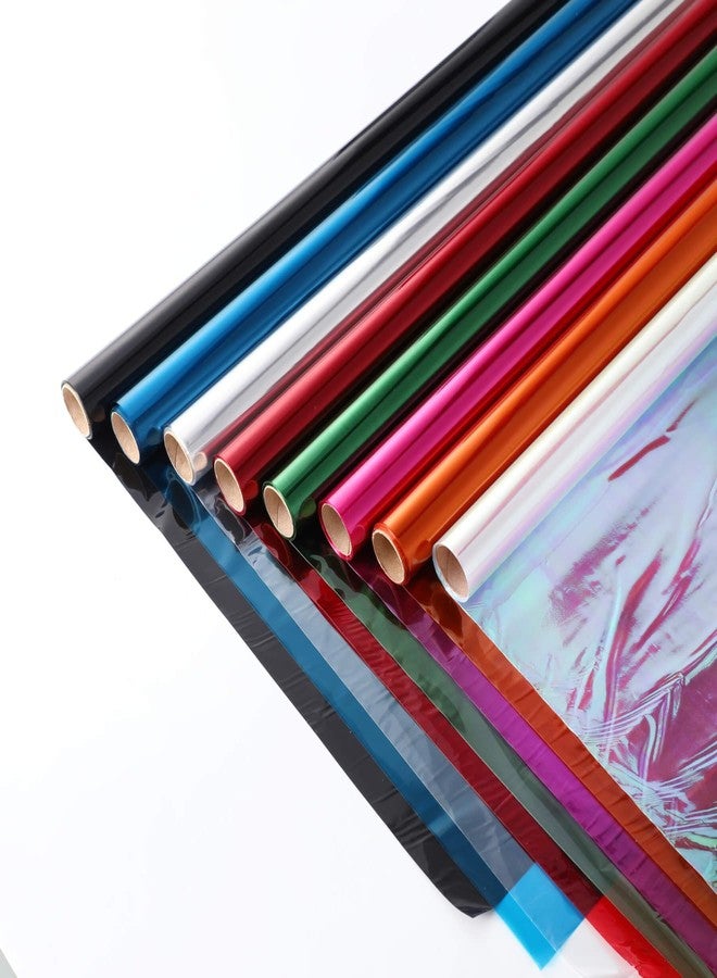 shareluck 8 Colors-34“ Wide Cellophane Wrap for Gift Baskets & DIY Craft -Colored Cello Wrap Roll Decoration-(34” x 10ft x 8Colors - Image 1
