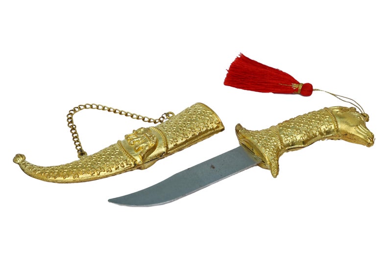 SHOPOBUDDY Royal Marriage Katari for Groom Rajputana Style Made of Metal Golden Color(Non Sharp), 21 * 4 cm - Image 3