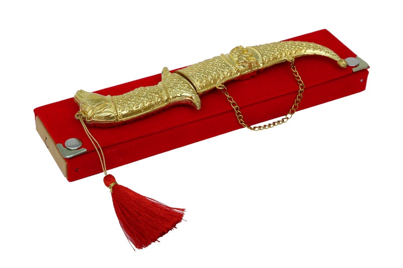 SHOPOBUDDY Royal Marriage Katari for Groom Rajputana Style Made of Metal Golden Color(Non Sharp), 21 * 4 cm - Image 4