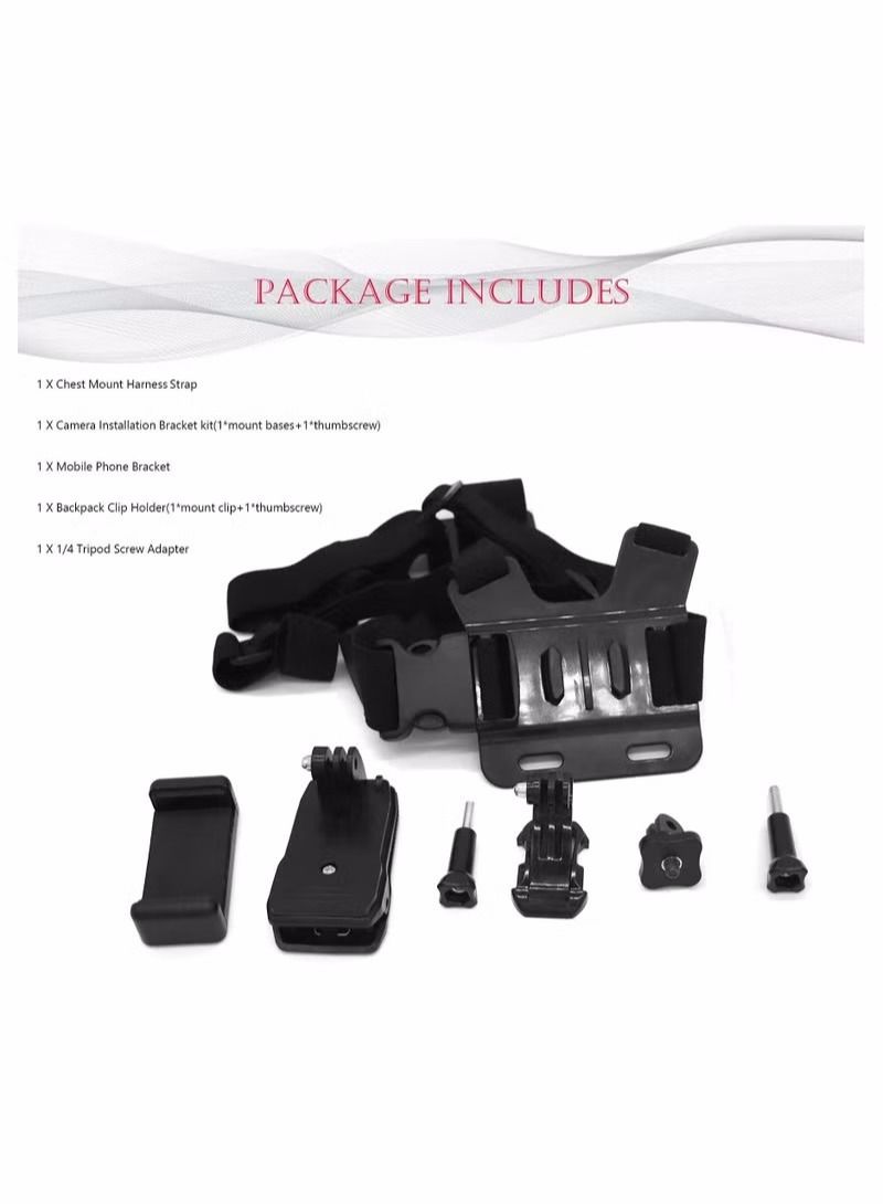 NIBEMINENT Camera Chest Mount Strap Harness Fit for AKASO DJI Osmo Adjustable Cell Phone with Sports Installation Bracket kit Mobile Backpack Clip Holder  - Image 3