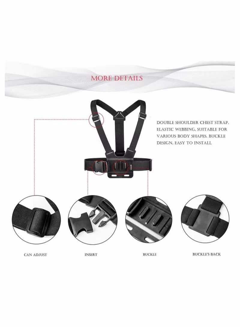 NIBEMINENT Camera Chest Mount Strap Harness Fit for AKASO DJI Osmo Adjustable Cell Phone with Sports Installation Bracket kit Mobile Backpack Clip Holder  - Image 5