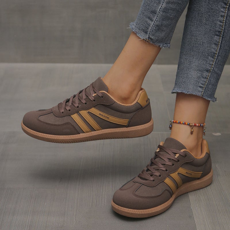 Cross-border plus size Soft-soled German Training Shoes sneaker European and American Retro Design Style Lace-up Light Jogging Womens Shoes Coffee color - Image 5