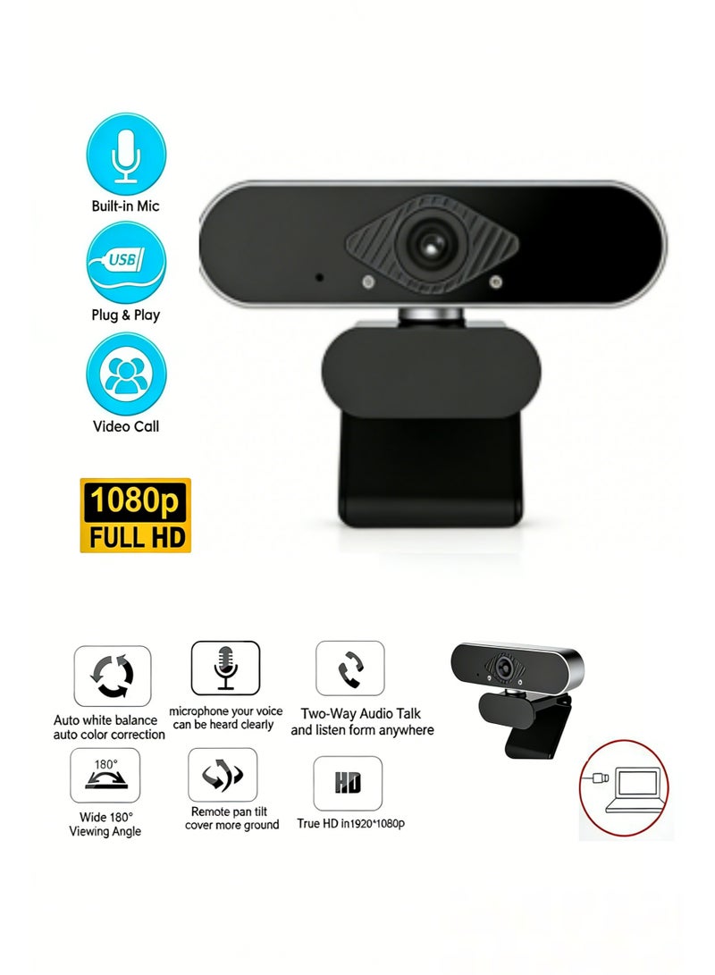 زيترا كاميرا ويب، 1080P برو HD كاميرا ويب مع ميكروفون ستيريو، عرض 360 درجة، للاجتماعات، البث الحي، التسجيل، متوافق مع سكايب / زوم / يوتيوب - Image 1