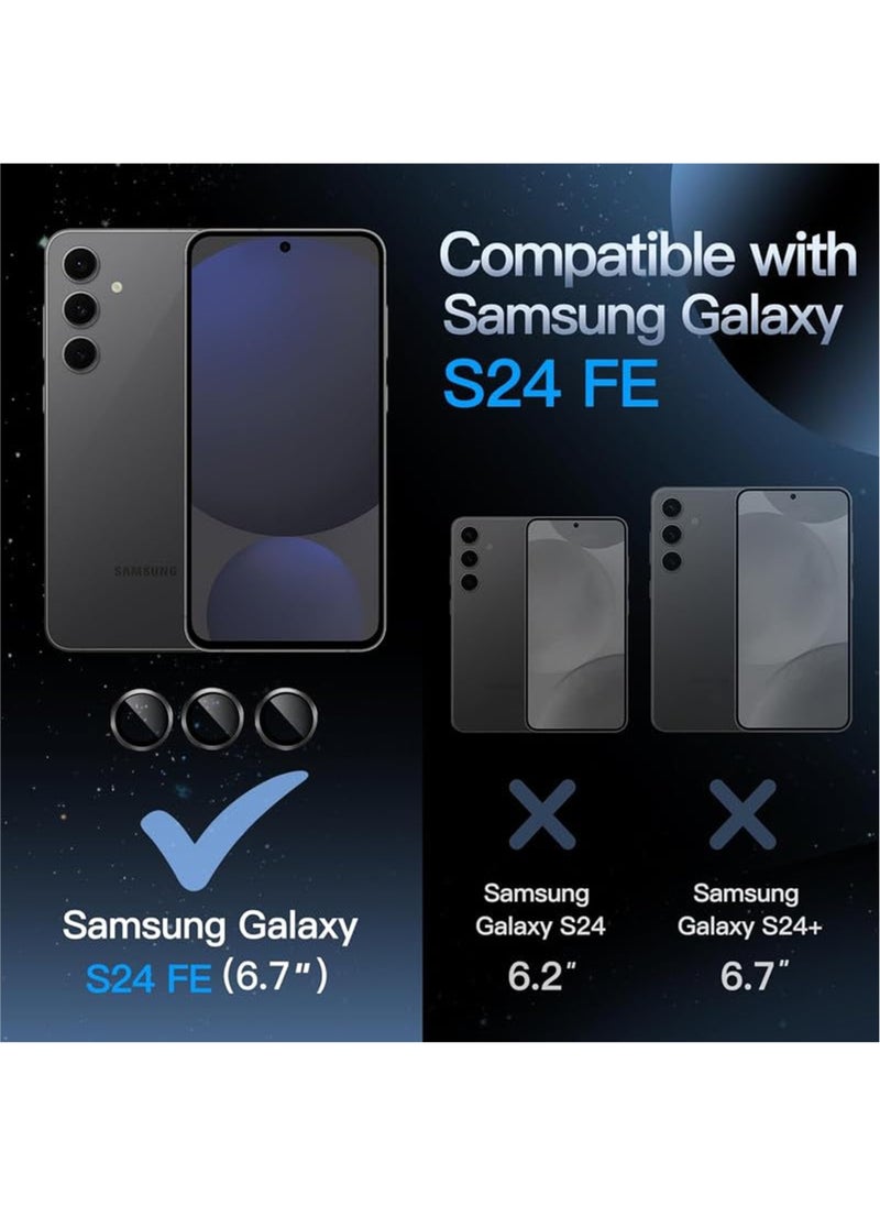 Waldic Samsung Galaxy S24 FE Camera Lens Protector, Scratch-Resistant HD Clarity Ultra-Thin 9H Tempered Glass with Aluminium Edging, Individual Metal Lens Cover - Black  - Image 2
